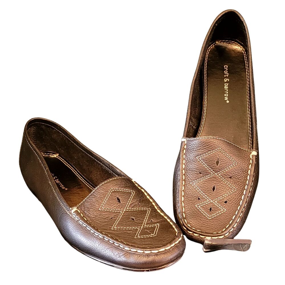 Croft & Barrow Loafer Black Casual Miriam Women Leather Slip on Driving Shoe 8